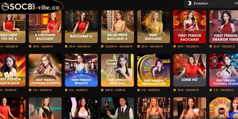 Điều tạo nên sức hút của Casino Evolution SOC88