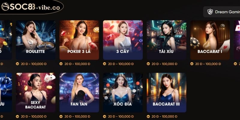 Tổng quan về sảnh DG Casino SOC88